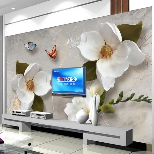 На заказ настенная бумага 3D стерео рельефные цветы Бабочка фреска современная простая гостиная ТВ диван фон обои для 3 D