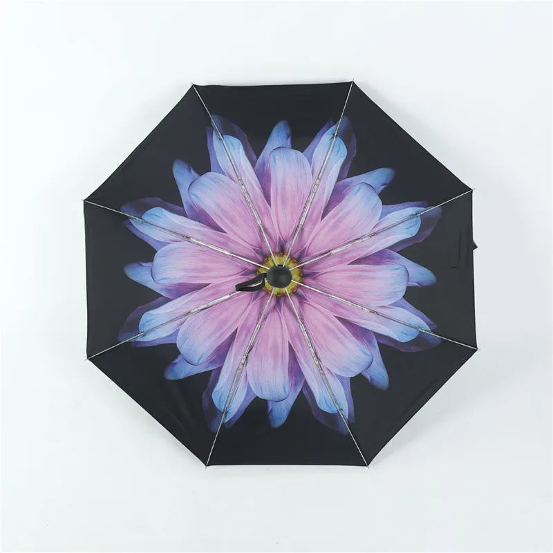 DMBRELLA, Мини карманный автоматический 5 складной зонт, ветрозащитный, дождевик, женский, 8 ребер, маленький, компактный, для мужчин, бизнес, Paraguas - Цвет: PurpleFlower