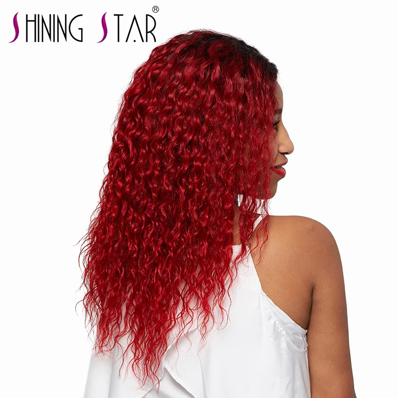 1b red water wave bundles shining star human hair bundles