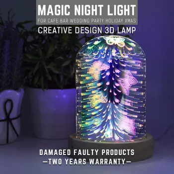 

DC 5V 3D Glass Colorful Creative Lamp Romantic Home Decoration 5 W Desk Lamp Bedroom Atmosphere Bedside Magic Night Lamp