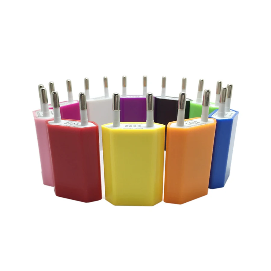 USB настенное зарядное устройство 5В 1А Универсальное зарядное устройство для мобильного телефона смартфон для путешествий зарядное устройство адаптер питания для iPhone 6 6S 5 5S SE 10 цветов