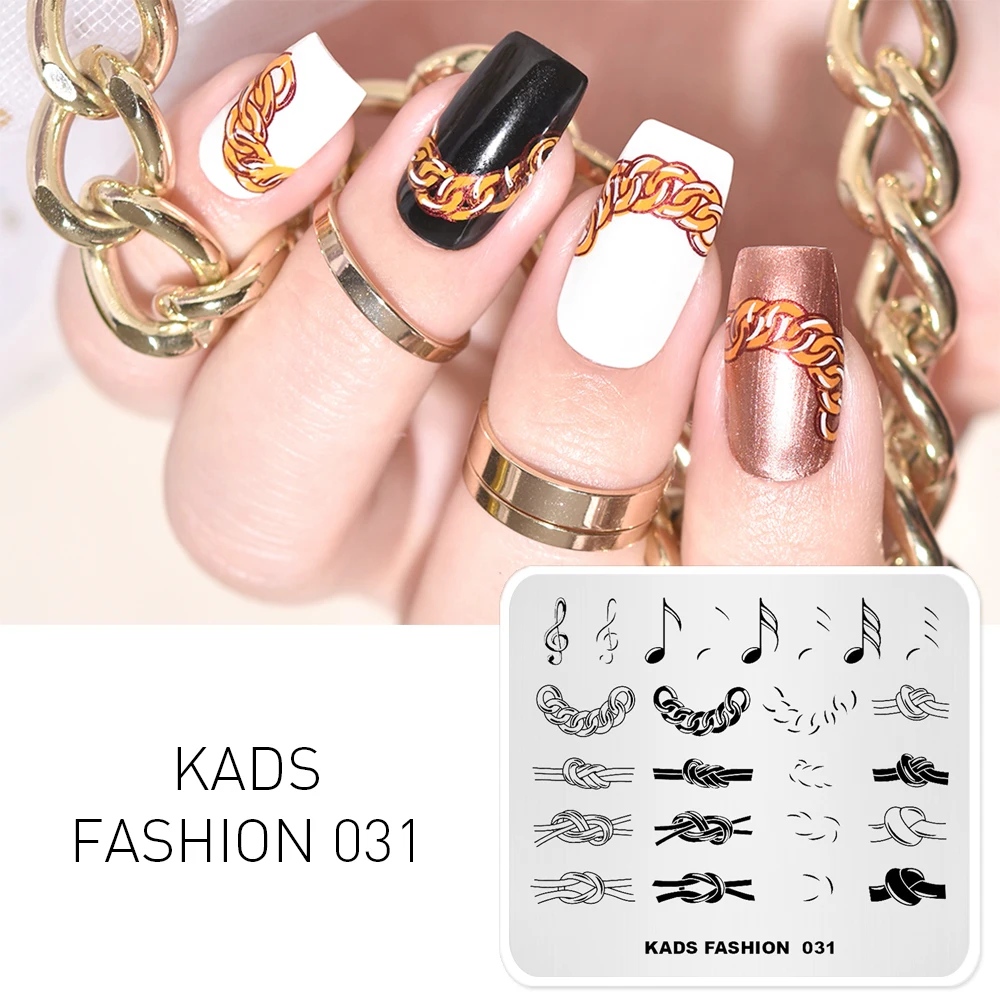 KADS FASHION 031 Chain & note design nail stamping plates nail printing manicure art template stamping nail art stencils 2