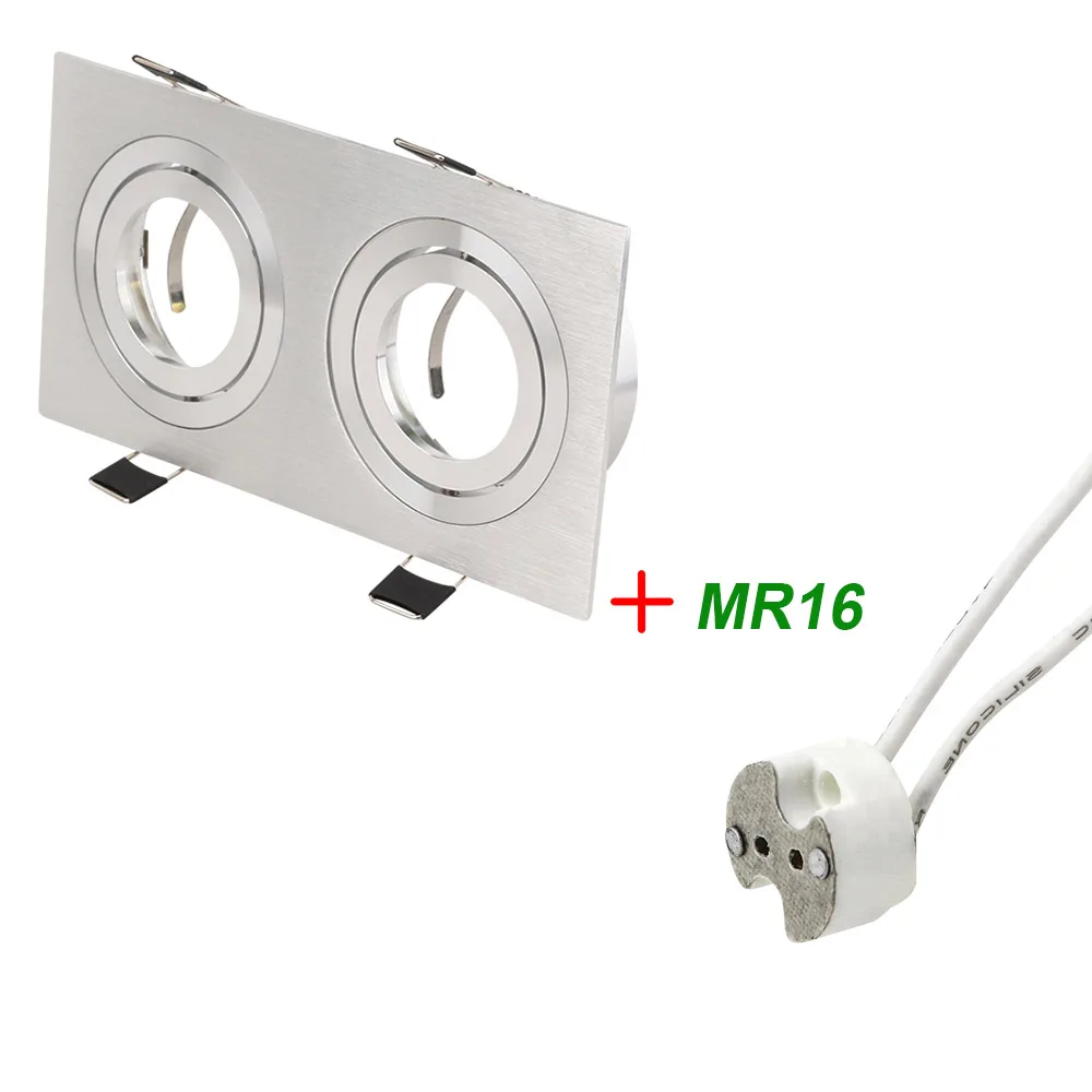 Регулируемый квадратный потолочный светодиодный светильник с двойной головкой цокольная основа MR16 GU10 диаметр 50 мм Вращающийся луч внутренний свет аксессуары