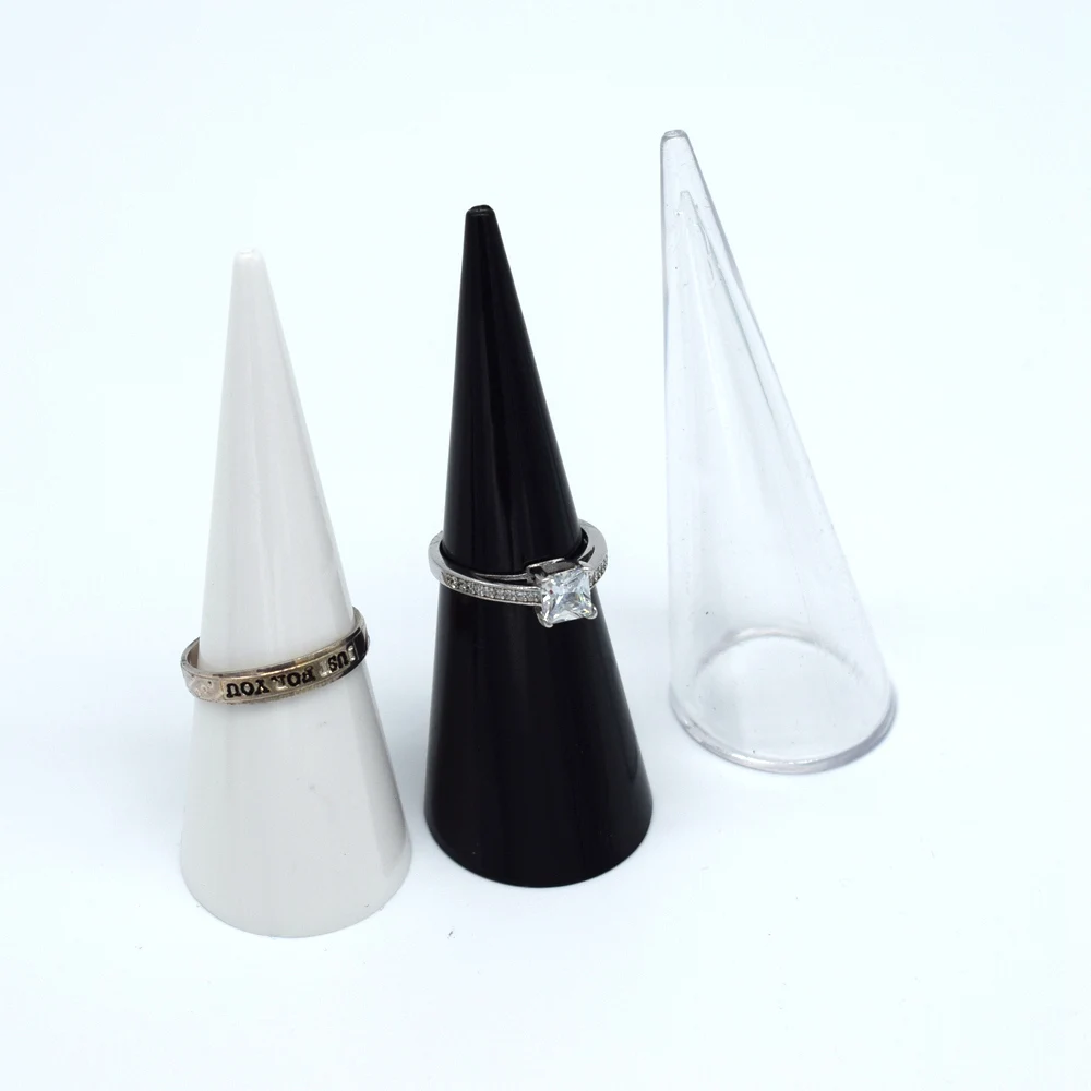

10PCS Acrylic Finger Ring Holder Mini Jewelry Display Stand Transparent White Black Color