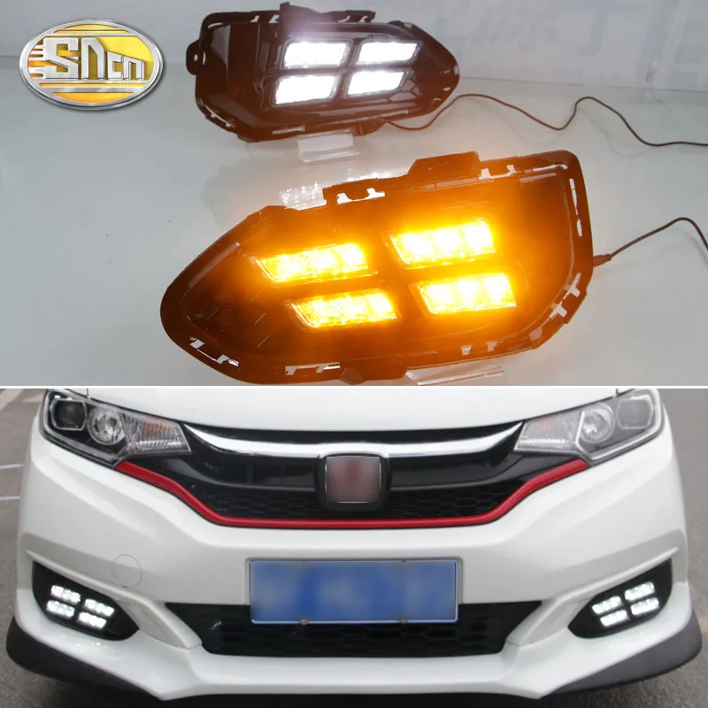 

2PCS For Honda Fit 2018 2019 SNCN Turn Yellow Signal Relay Waterproof ABS Car DRL Lamp 12V LED Daytime Running Light Fog Lamp