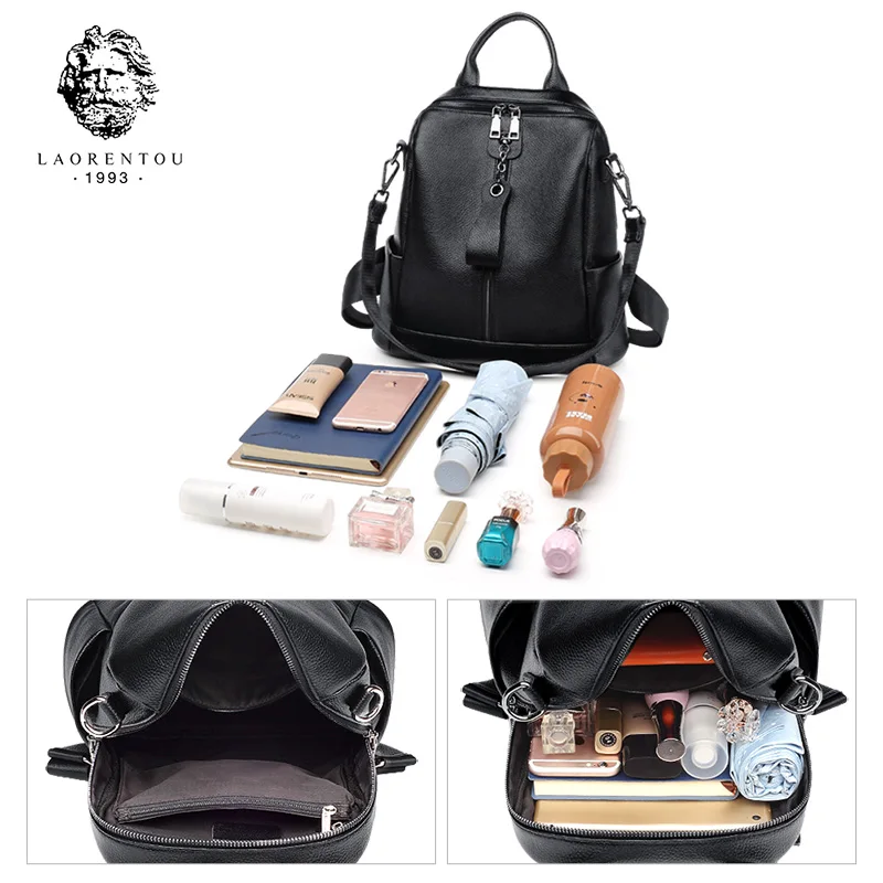 LAORENTOU брендовый натуральная кожа женский мягкий модный Mochilas для девочек высокое