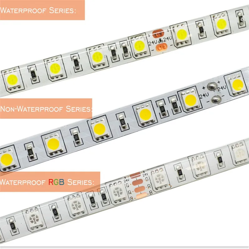 5050 SMD Светодиодные ленты 24 В гибкий свет 60 светодио дный/m 5 м 300 светодио дный не Водонепроницаемый/Водонепроницаемый Светодиодная лента