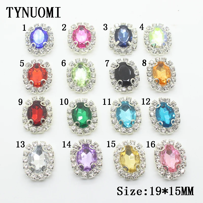 

Hot 10pcs/lot Oval Rhinestone Diamond Acrylic Button 19*15mm Clothing Sewing Decoration Material DIY Wedding Dotted Buckle