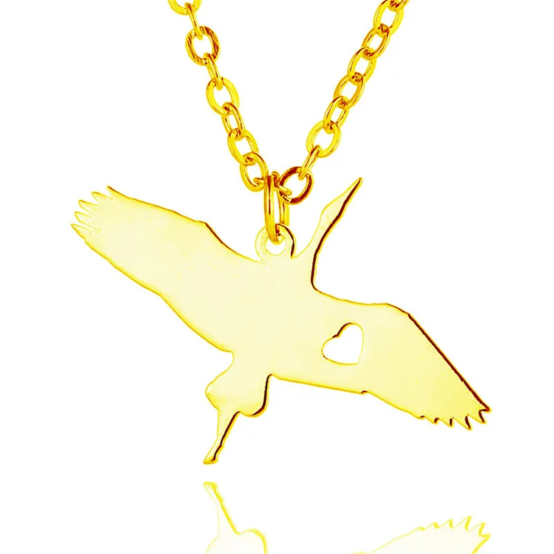 New Wild Goose Bird Charm Necklace Gold Color Silver Stainless Steel Swan Cygnus Pendant Women Jewellery | Украшения и аксессуары