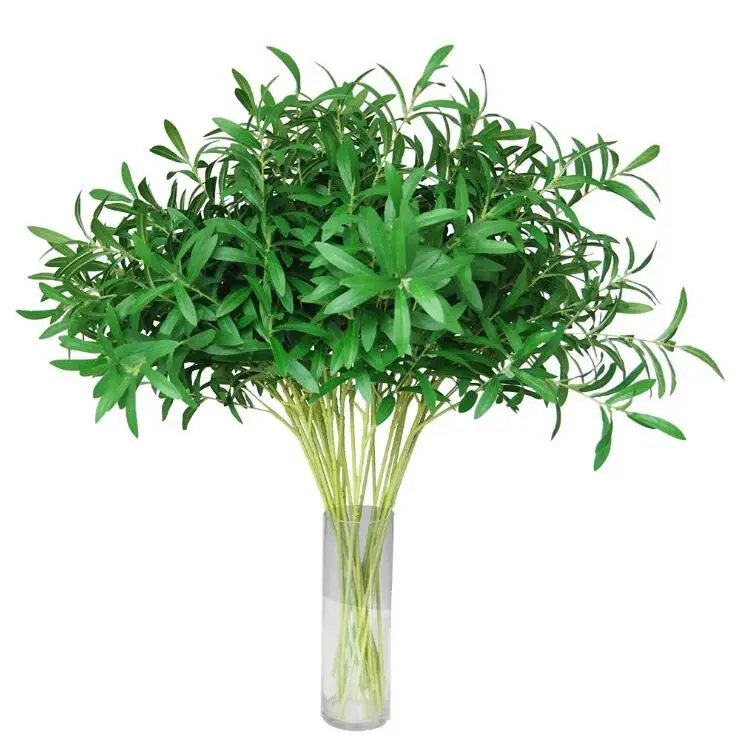 Long stem Artificial Olive Tree Branch green leaves for home garden