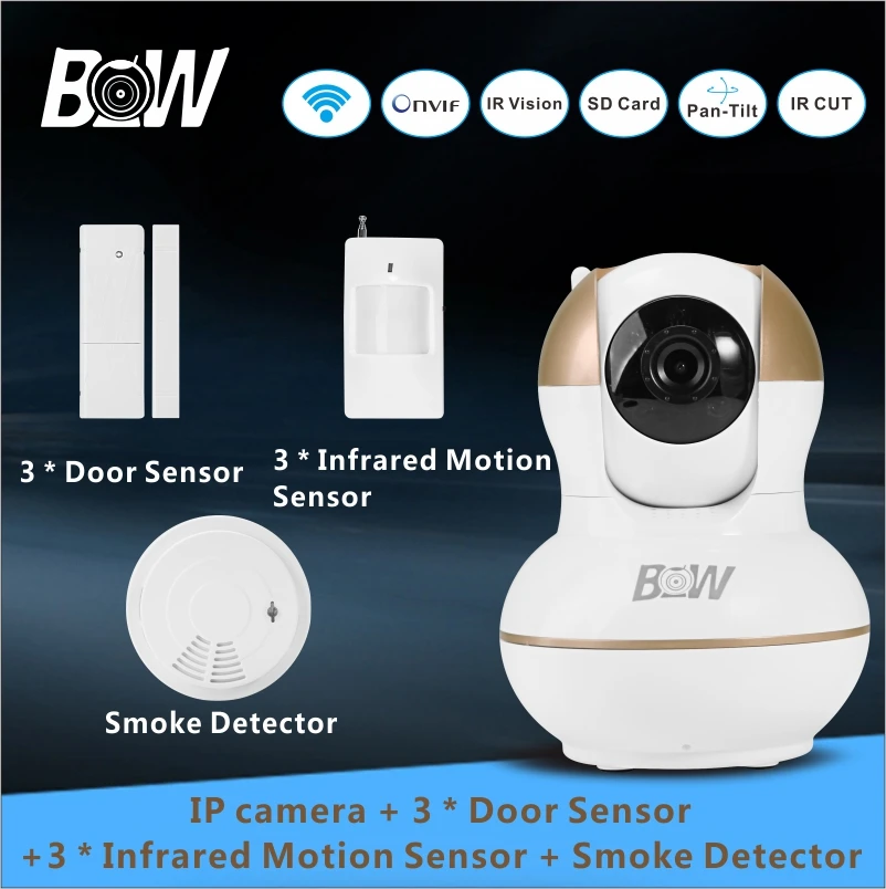 Video Surveillance Camera IP Wireless +3 Door Sensor + 3 Infrared