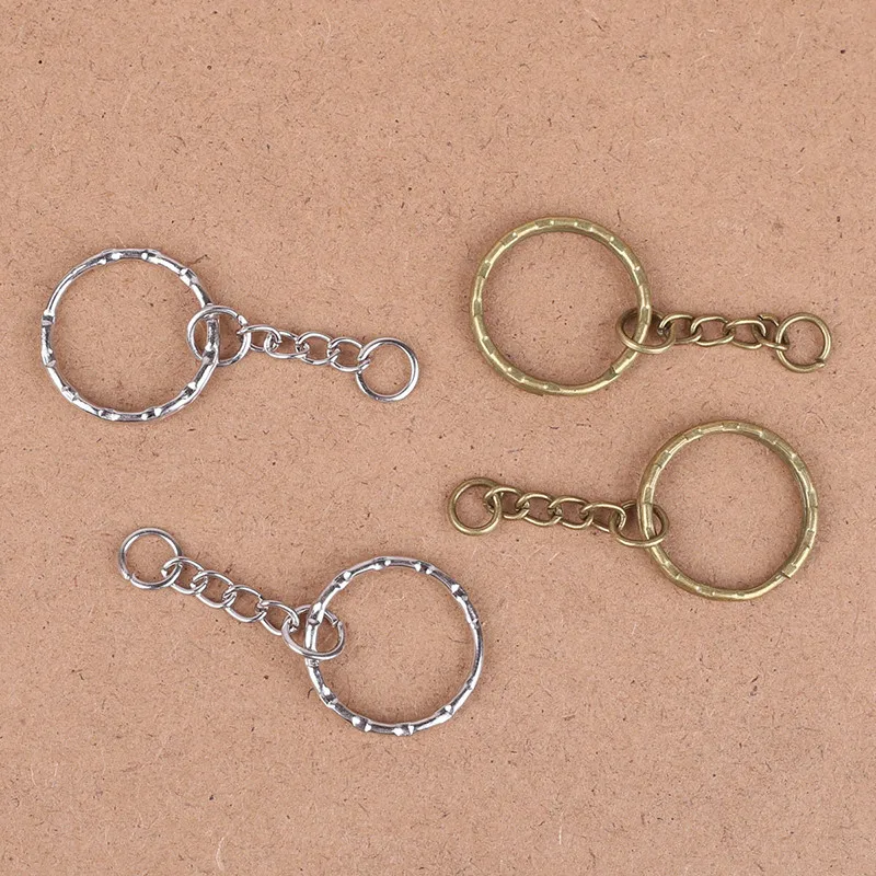 

Wholesale 50pcs Polished Silver Color Keyring Keychain Split Ring with Short Chain Key Rings Women Men DIY Key Chains Accessorie