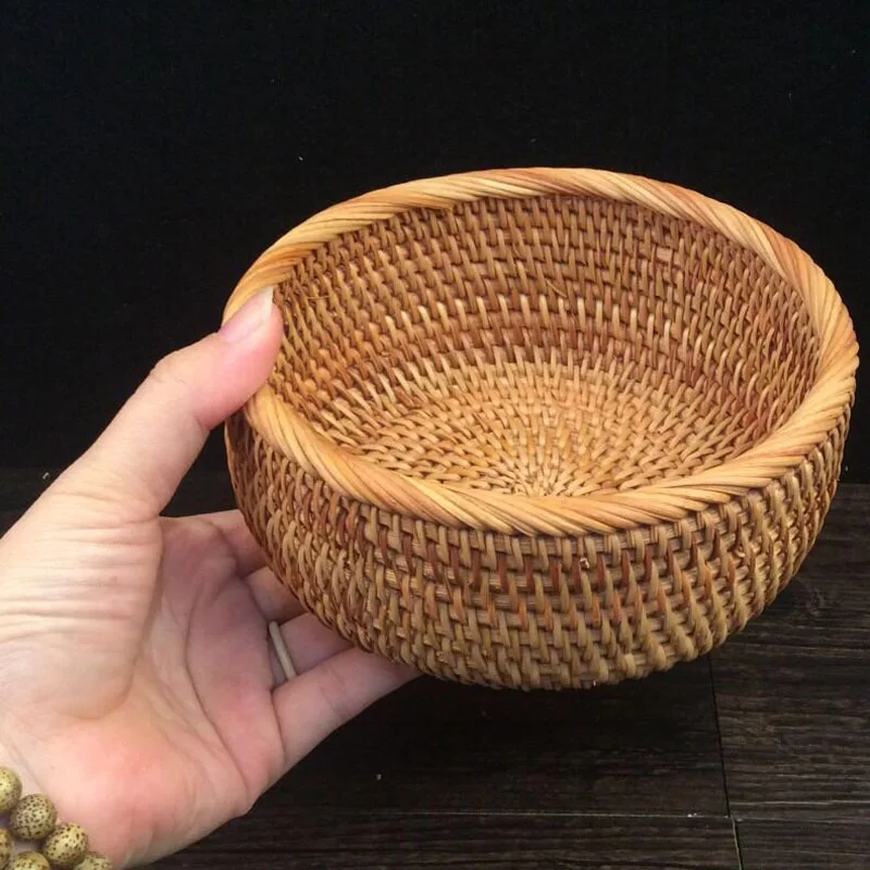 Home Organization rattan storage basket table rattan fruit basket handmade Candy snacks dried fruit nut bowls food sundries tray