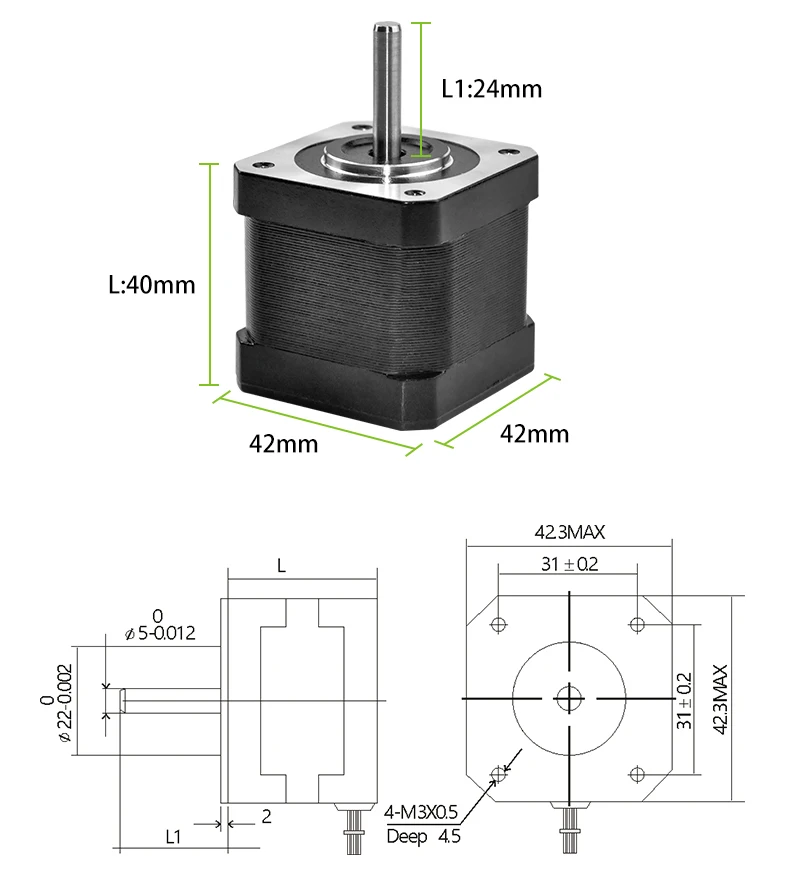 Rtelligent 3 шт. 4 свинца Nema17 шаговый двигатель 42 двигатель Nema 17 42CM04(42bygh) 1.2A шаговый двигатель для 3d принтера CNC XYZ