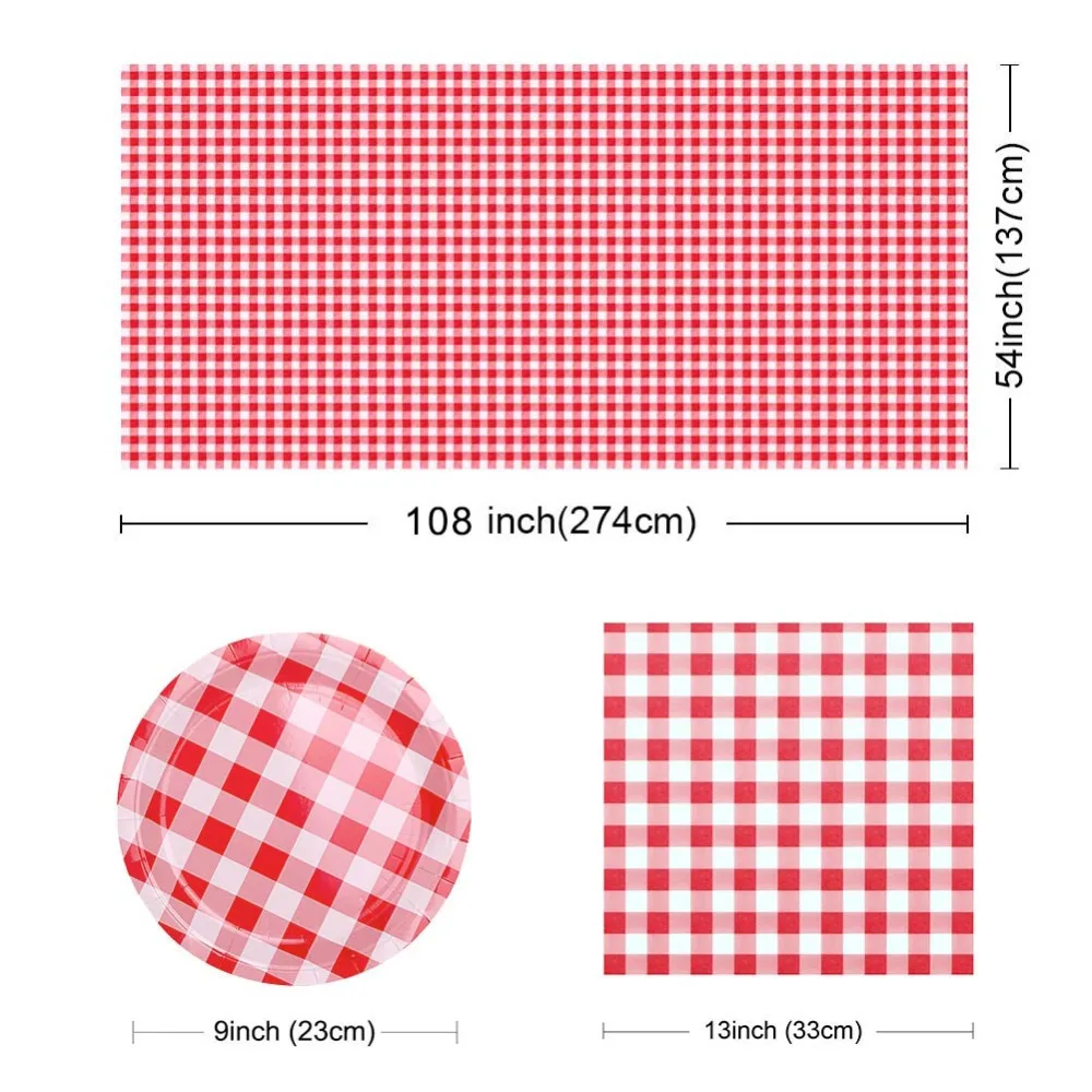 OurWarm одноразовые наборы посуды 8 шт. бумажные тарелки для вечеринки 20 шт. бумажные салфетки 1 шт. скатерть с рисунком в клетку товары для дня рождения
