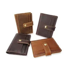 Мужской кредитный держатель для карт с застежкой из натуральной кожи, дизайнерский маленький кошелек, футляр для удостоверения личности, новое поступление, карманная сумка высшего качества