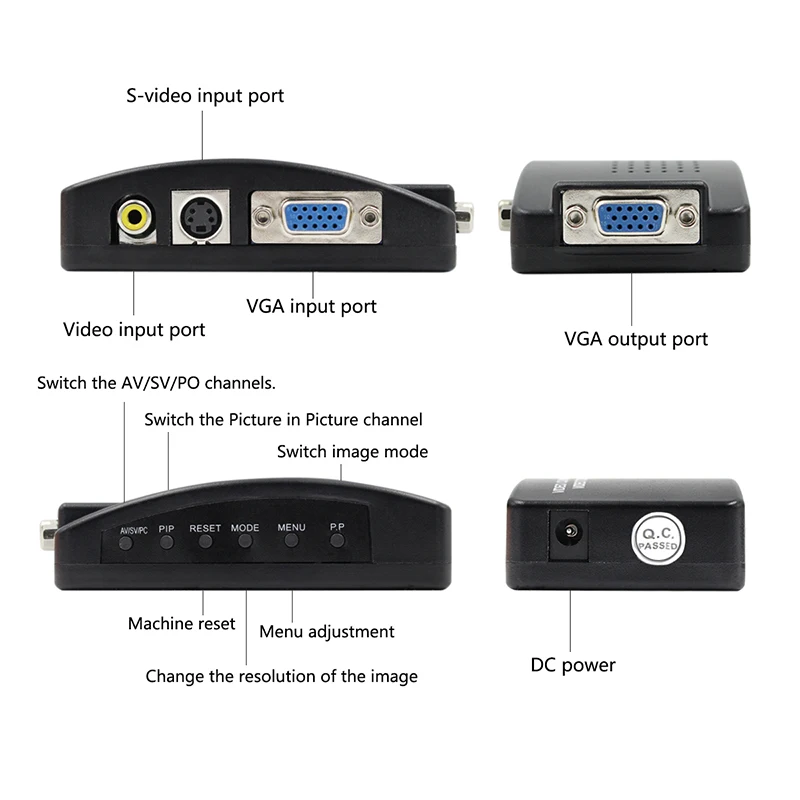 Высокое разрешение цифровой AV/S видео в VGA ТВ преобразователь сигнала адаптер S-video в VGA переключатель преобразования для ПК ноутбук