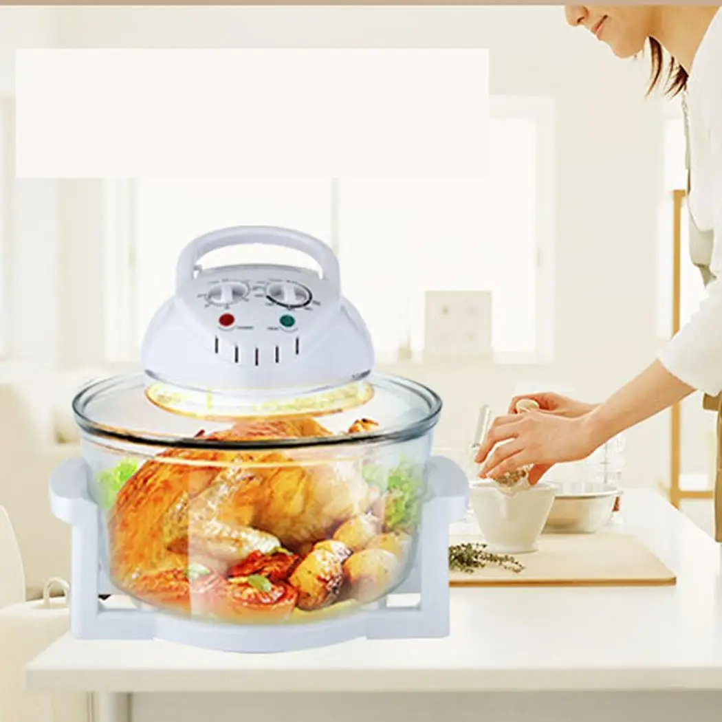 

Household Smokeless Large Capacity Air Fryer Electric Heating Tube + Force Convertion Light Wave Oven Stove