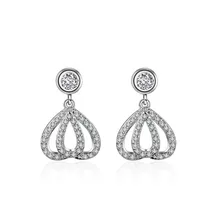 

925 pure silver zircon stud earrings, ladies fashion silver zircon anti allergy lady Earrings A213