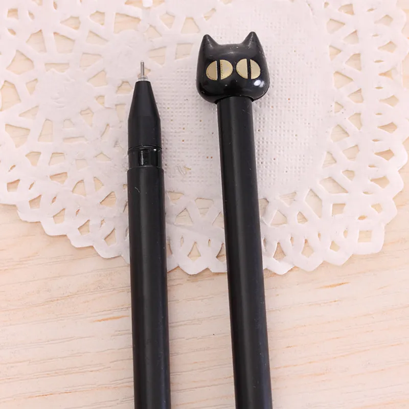 1 шт., милая гелевая ручка Kawaii с черным котом, 0,5 мм, оригинальная ручка с мультяшным рисунком для детей, студентов, подарок, канцелярские принадлежности, школьные офисные принадлежности