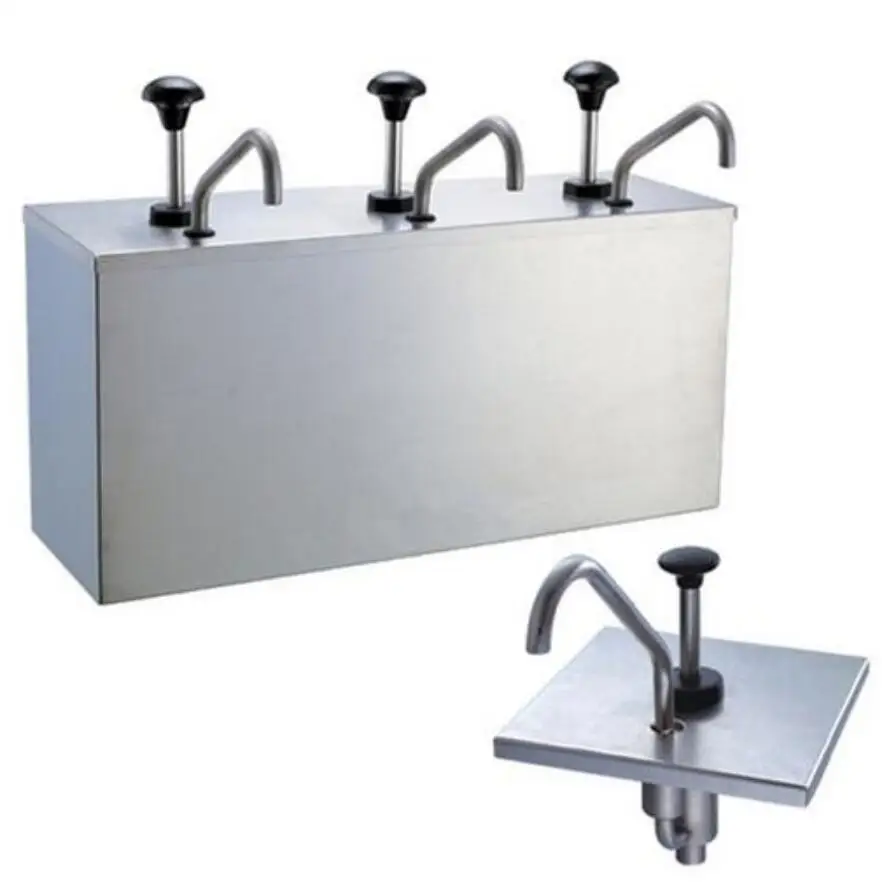 

3 Bucket Sauce Dispenser Pump Squeeze Condiment Dispensing Stainless Steel