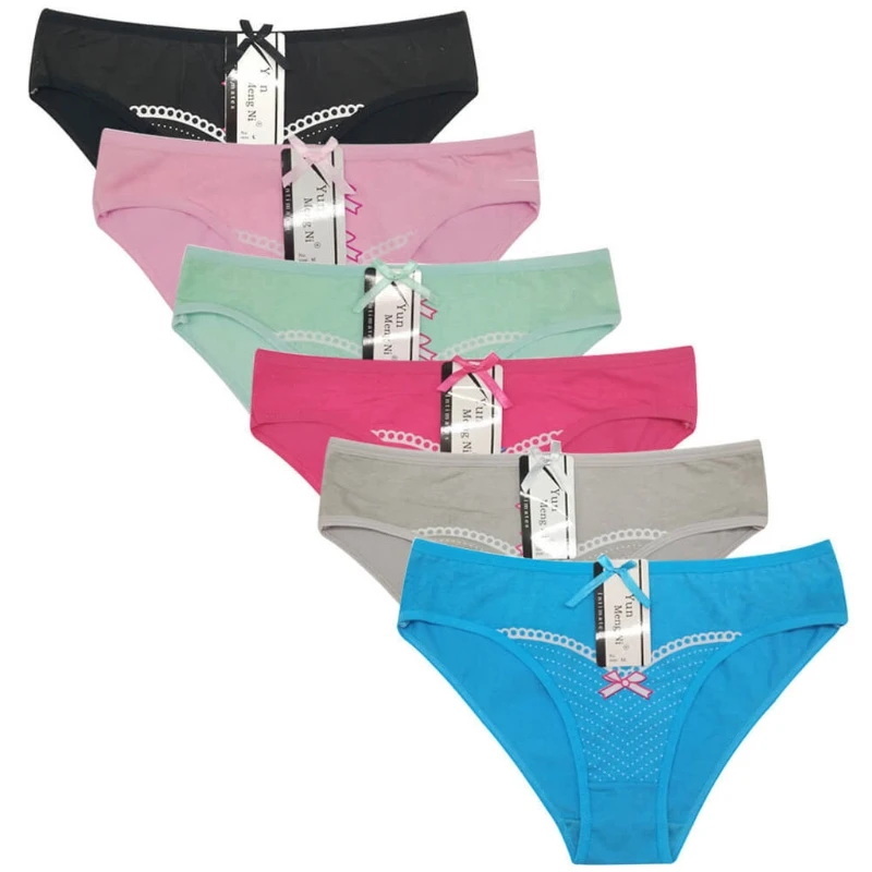 

Women Bowknot Print Soft Seamless Cotton Blend Low Waist Brief Panties Underwear