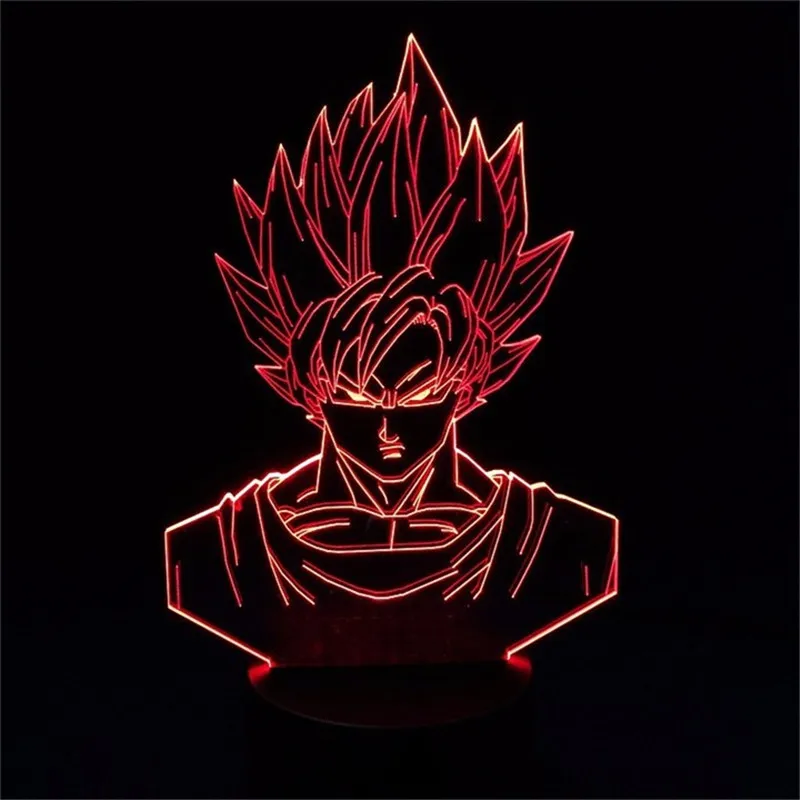 3D светодиодный ночной Светильник Dragon Ball Z Goku Super Saiyan, экшн-фигурка, 7 цветов, сенсорная Оптическая иллюзия, настольная лампа, режим украшения дома