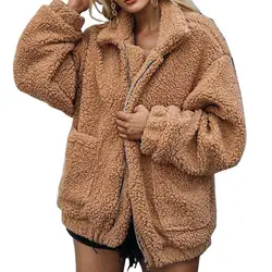 Новинка 2019, зимняя негабаритная куртка из овечьей шерсти, пальто, модное, в студенческом стиле, плотное женское кашемировое пальто, теплая