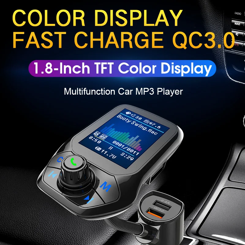 Автомобиль MP3 плеер Bluetooth Автомобильный fm-трансмиттер U диска/TF/aux без потерь Музыкальный плеер dual USB QC3.0 быстро автомобильное зарядное устройство