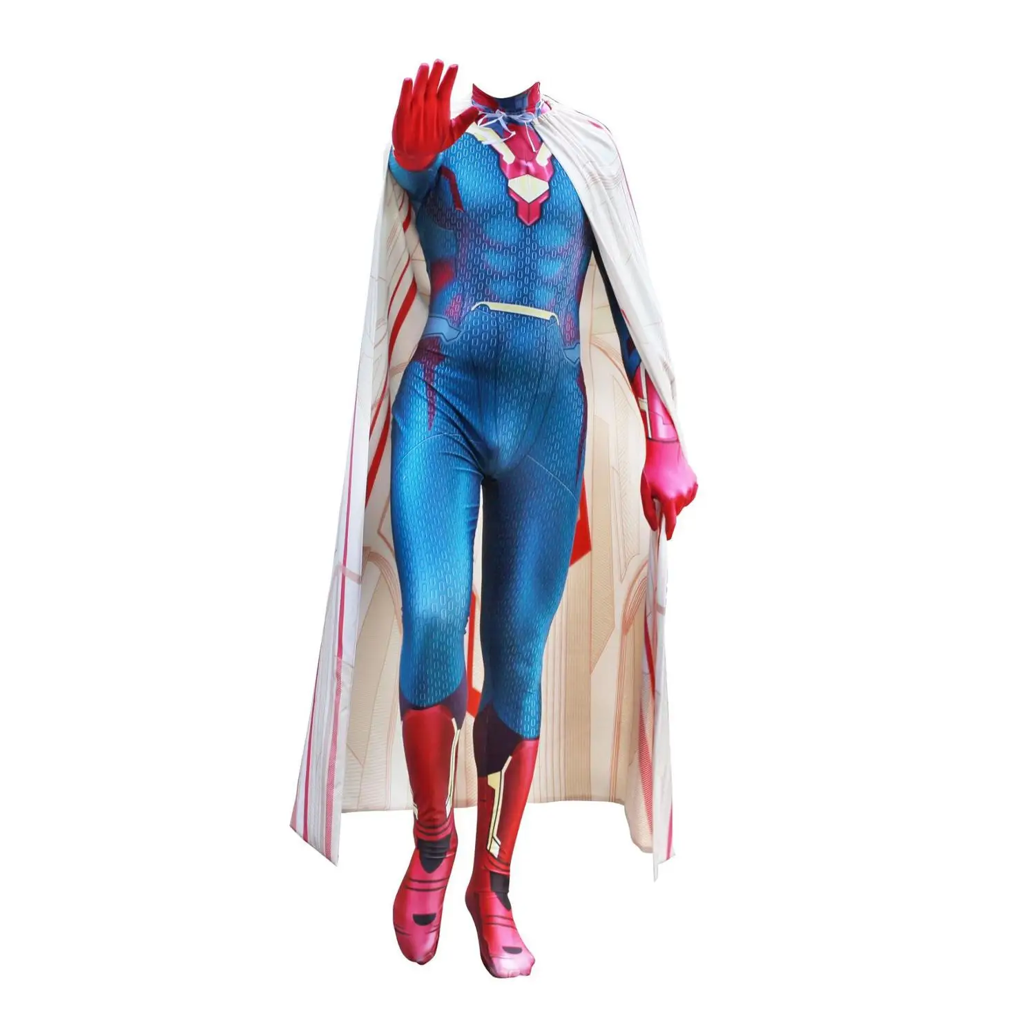 

Avengers Infinity War Vision Cosplay Costume Zentai Superhero Bodysuit Suit Jumpsuits Cloak Adult Kids