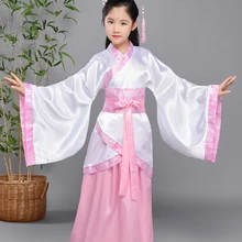 Ropa tradicional china vestido de princesa para niñas. Disfraz Hanfu Vintage para el Día de los niños. Disfraz de escenario actuación