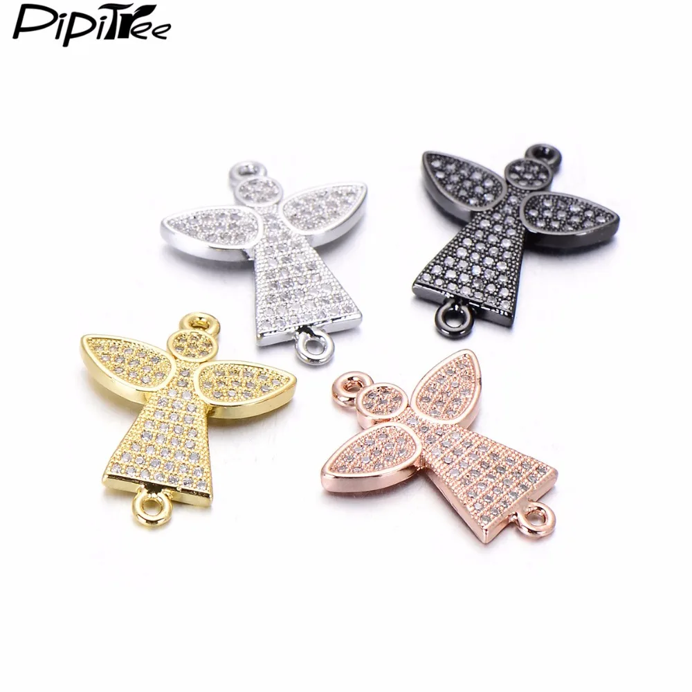 

Pipitree 3pcs/lot Wholesale CZ Zircon Angel Charms Copper DIY Beads for Jewelry Making Bracelet Jewelry Charms 20x25mm