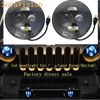 

2PC Black 7 Inch Round Headlight For Jeep Wrangler 97-15 7" LED Headlight Headlamp With H4 High Low For Hummer Toyota Land Rover