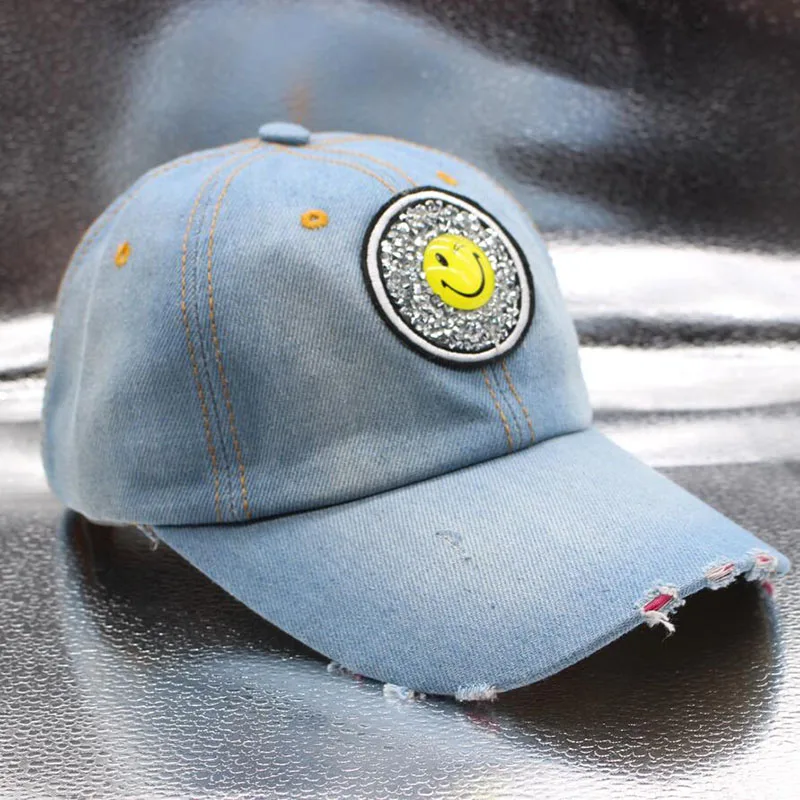 

The New Cowboy Baseball Cap Fall Casual Sanpback Hats For Men And Women Outdoor Sport Rhinestone Smiley bone Face Hip Hop hat