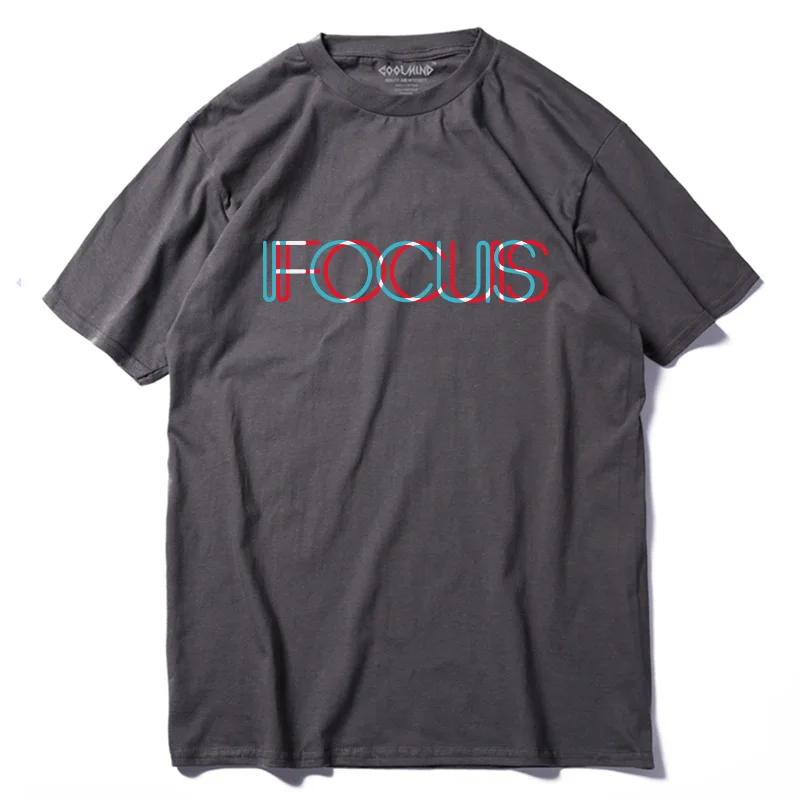 

COOLMIND QI0231A casual loose summer T shirt for men tops tees 100% cotton short sleeve fucus printed funny men Tshirt