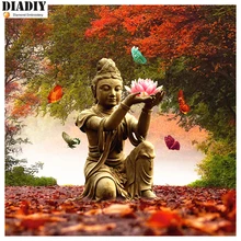 Полный квадратный и Круглый Алмаз 5D DIY Алмазная картина фото на заказ религия Будда "3D вышивка крестиком Мозаика Декор