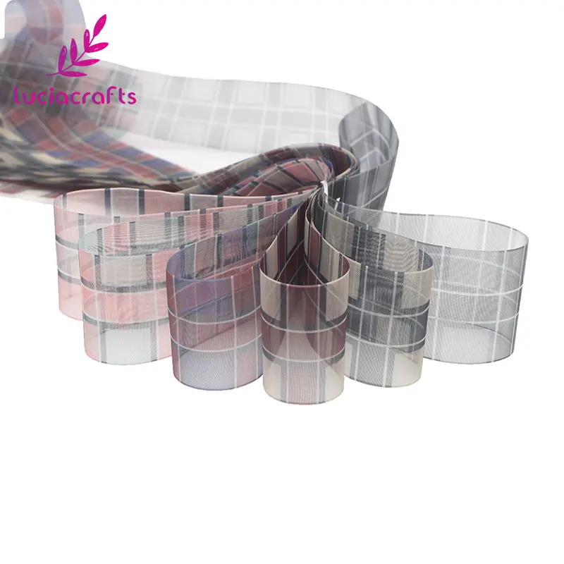 

Lucia crafts 5yards/6yards 40mm Organza Grid Ribbon for Party Gift Wrapping Decoration Hair Bow Materials Accessories P0411