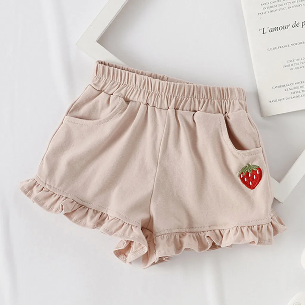 New Summer Girl Shorts Kids Skirts Shorts Ruffles Bowknot strawberry Children Shorts Fashion Girls Clothing