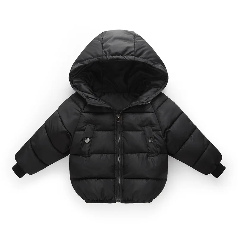 Зимний пуховик для мальчиков и девочек, детская верхняя одежда, новогодние костюмы для мальчиков, Теплый жилет для детей 2-6 лет, Детское пальто с капюшоном, одежда - Цвет: black