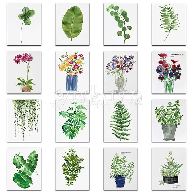 

5D DIY Diamond painting Cross stitch Color plant Full Round Diamond embroidery Cartoon Full Square Diamond mosaic flower green