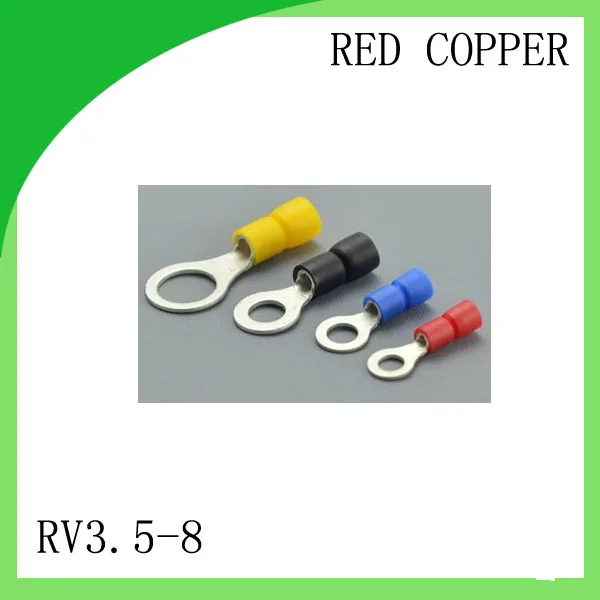 

Manufacture red copper 1000 PCS RV3.5-8 Cold Pressed Terminal Connector Suitable for 16AWG - 14AWG Cable lug