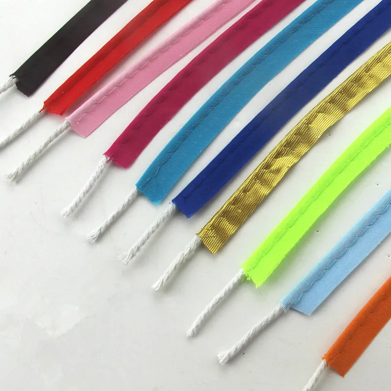 Colorful 10mm Polyester Bias Tape with Cord Piping Binding Belt For Hemming Process Craft DIY Handmade Accessories Sewing Tape