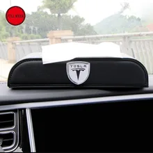 Кожаный Автомобильный Чехол для салфеток, коробка для хранения салфеток, чехол-держатель для Tesla, модель X, модель S 75D 85D P90D, автомобильные аксессуары