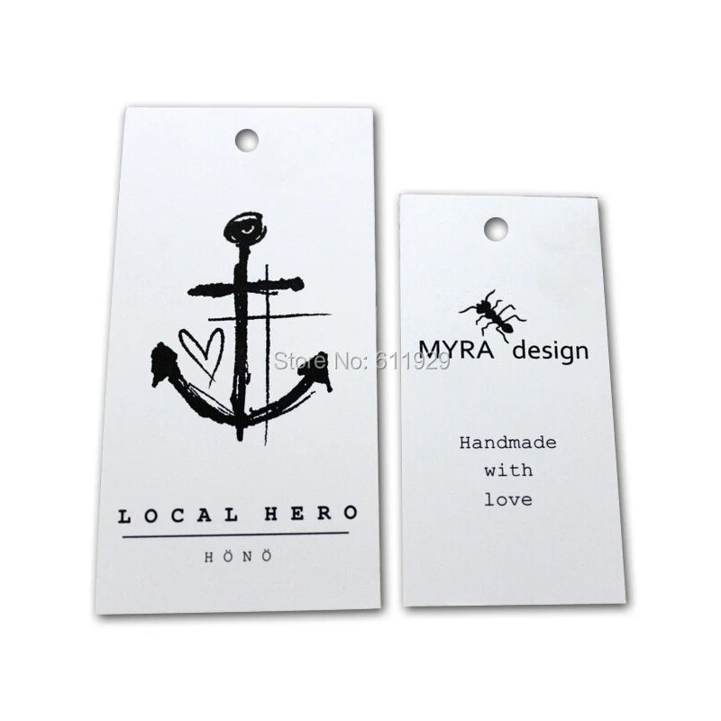 custom white cardboard hang tag/clothing white kraft paper swing tags/labels/garment printed