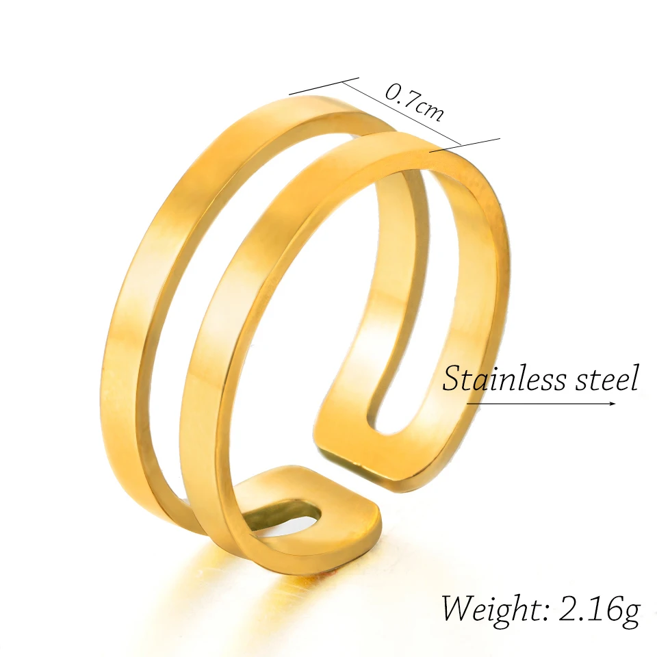 2018 New Trendy Golden Silver Stainless Steel Resizable Adjustable Opening Engagement Rings Set For Women Jewelry Accessories