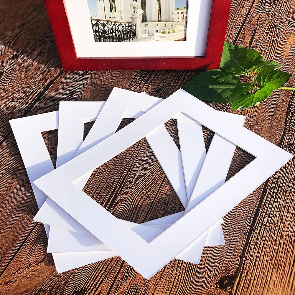 

DIY Multi-sized Photo Frame Home White Bevel Cut Inserts Photo Paperboard Square Shape Decoration Craft Paper 5PCS/Set
