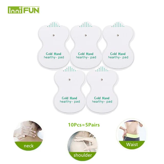 10 unids/lote oro almohadillas de electrodos decenas acupuntura máquina Digital de la terapia de JR-309 adelgazamiento cuerpo eléctrico almohadillas Massager