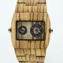 New Arrival Fashion Zebra Wood MIYOTA 2035 Double Movement Quartz Analog font b Watch b font