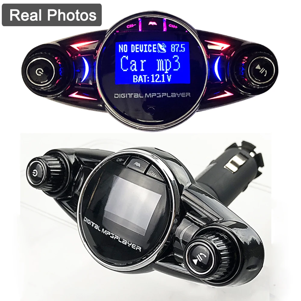JINSERTA Bluetooth Handsfree Car Kit MP3 Player FM Transmitter Aux Modulator 2.1A USB Charger for iPhone XS Android