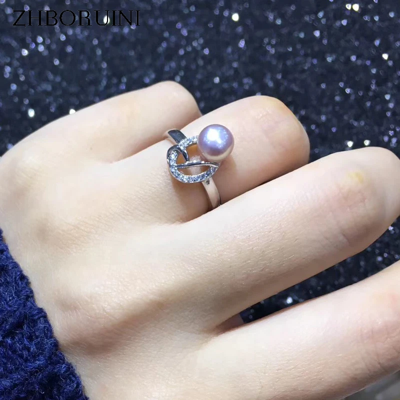 

ZHBORUINI Fine Pearl Ring Jewelry Natural Freshwater Pearl Ellipse Rings 925 Sterling Silver For Women Wedding Factory Price